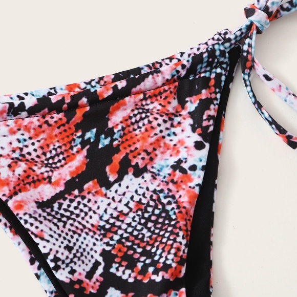 Snakeskin Print Criss Cross Swimsuit - Picture 5 of 8